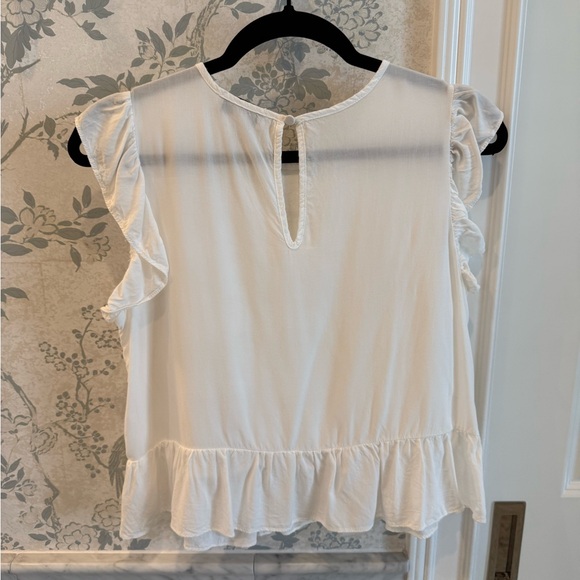 Evereve White Lace Flutter Sleeve Peplum Top Size S - Picture 2 of 3